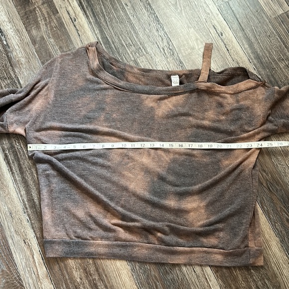 Buttery Soft Brown off the Shoulder Sweatshirt - Picture 3 of 4